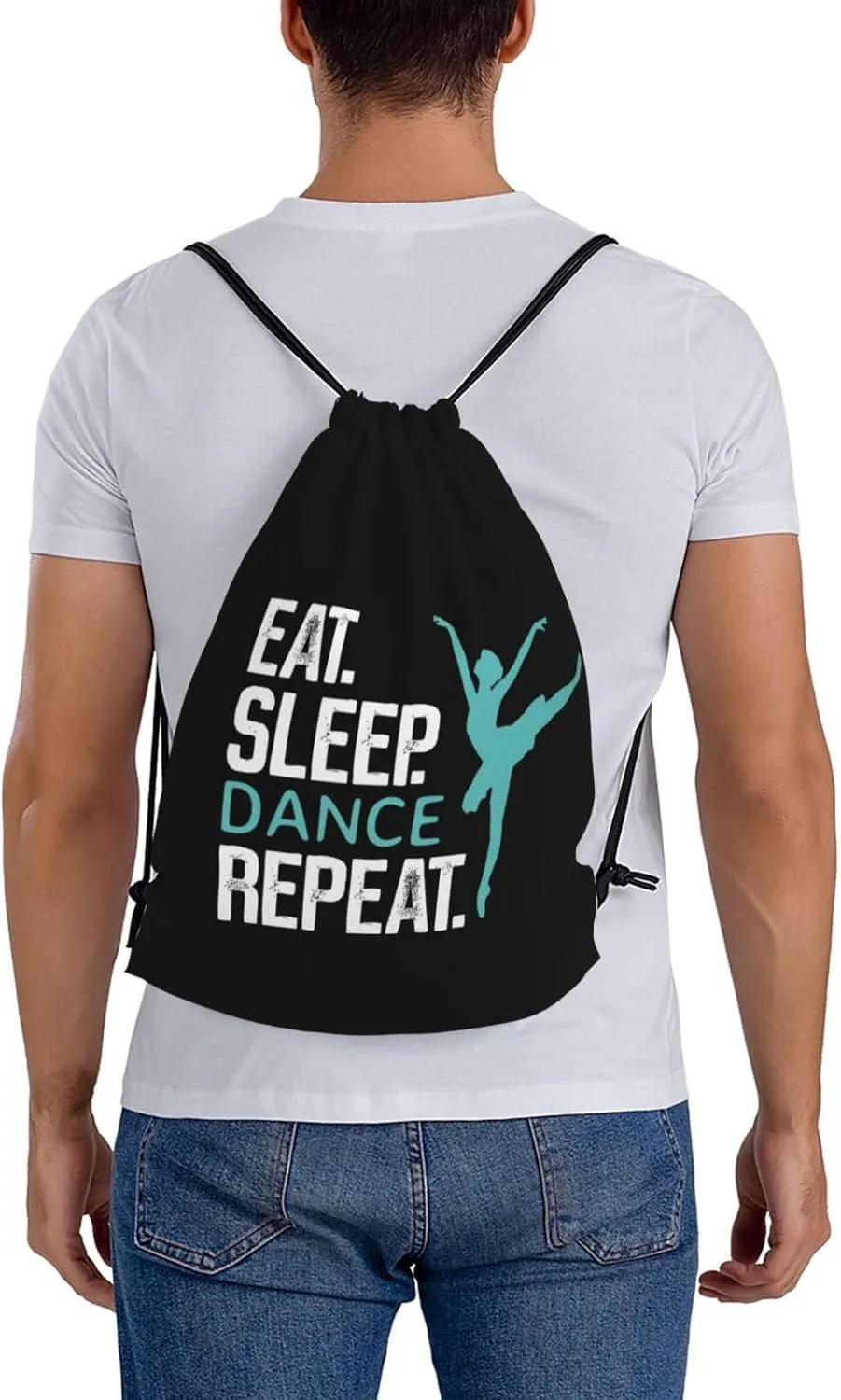 Eat Sleep Dance Repeat Unisex Drawstring Backpack Bag Sport Gym Swim Travel Sackpack