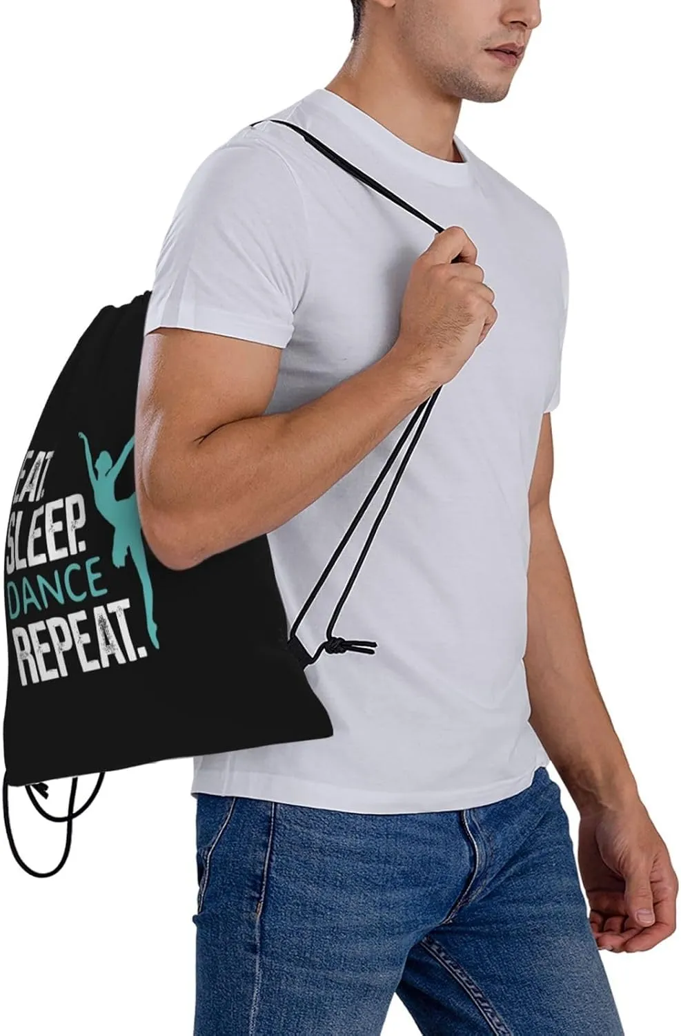 Eat Sleep Dance Repeat Unisex Drawstring Backpack Bag Sport Gym Swim Travel Sackpack