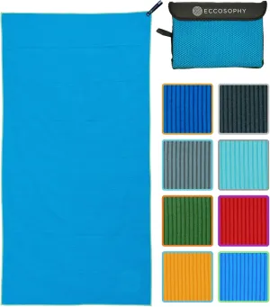 ECCOSOPHY Microfiber Beach Towel – Quick Dry, Highly Absorbent, Lightweight – Ideal for Travel, Pool, Yoga, Fitness & Outdoor Adventures – 71x35 Azure