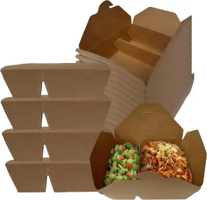 EcoQuality 2 Compartment Take Out Food Kraft Brown Paper Take Out Boxes Microwaveable Leak and Grease Resistant To Go Food Containers - Restaurants, Catering, Food Truck - Recyclable Lunch (25)