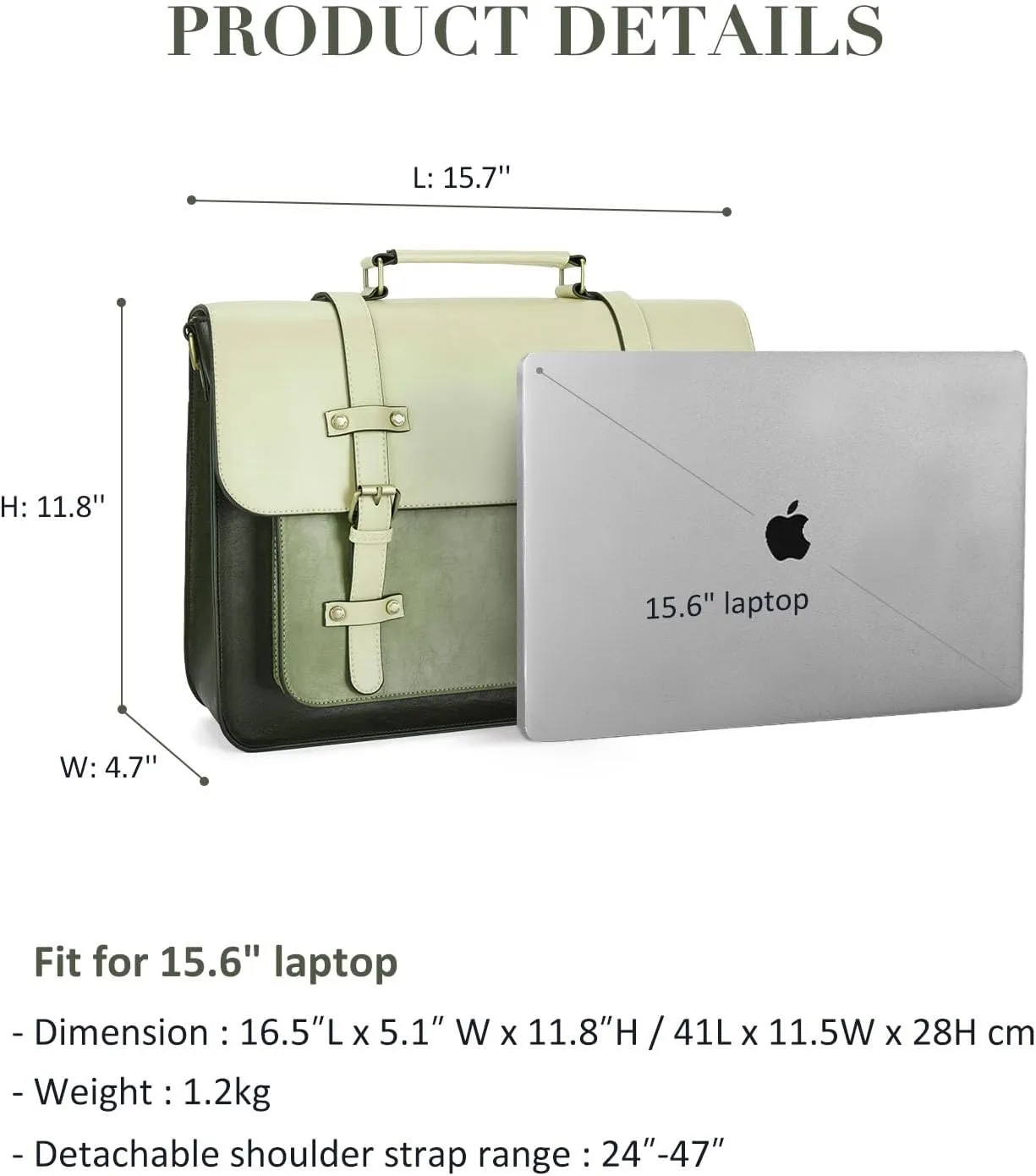 ECOSUSI Laptop Bag for Women Vegan Leather Messenger Bag Fashion Briefcase Backpack 15.6 inch Computer Satchel Bag