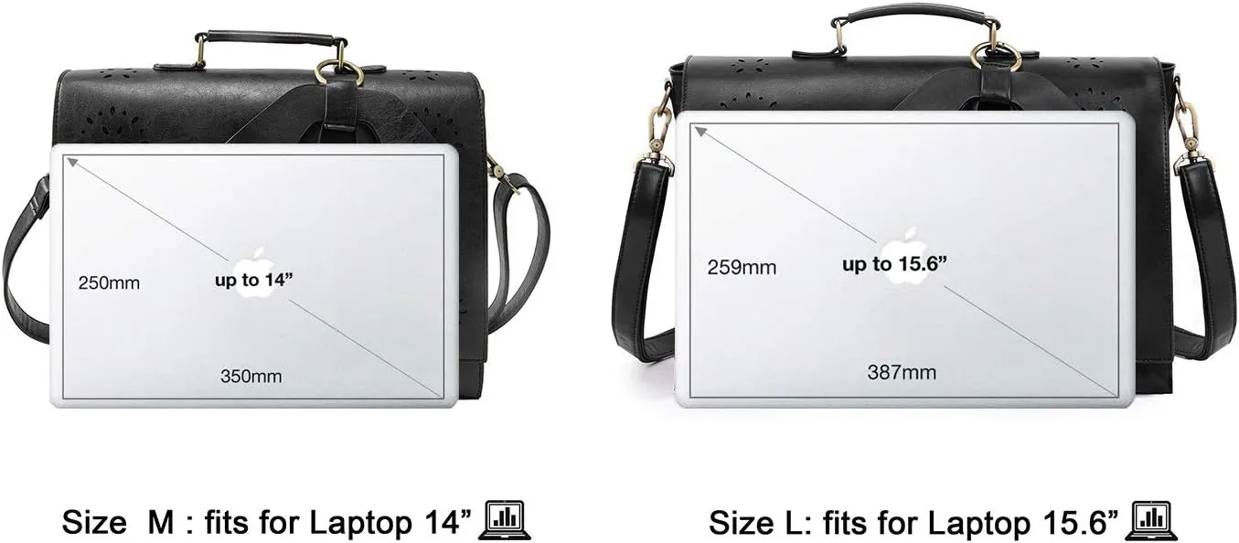ECOSUSI Women's Briefcase Vegan Leather Laptop Bag for Work Shoulder Computer Satchel Bag with Detachable Bow