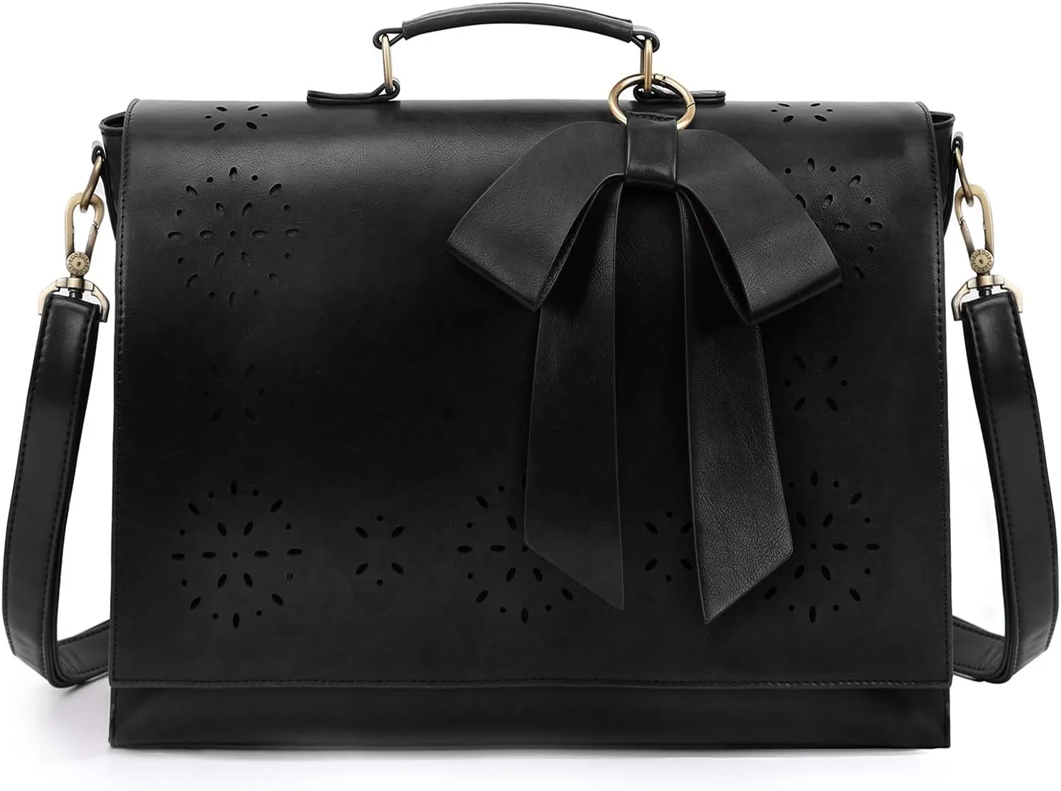 ECOSUSI Women's Briefcase Vegan Leather Laptop Bag for Work Shoulder Computer Satchel Bag with Detachable Bow