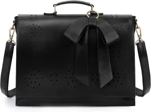 ECOSUSI Women's Briefcase Vegan Leather Laptop Bag for Work Shoulder Computer Satchel Bag with Detachable Bow