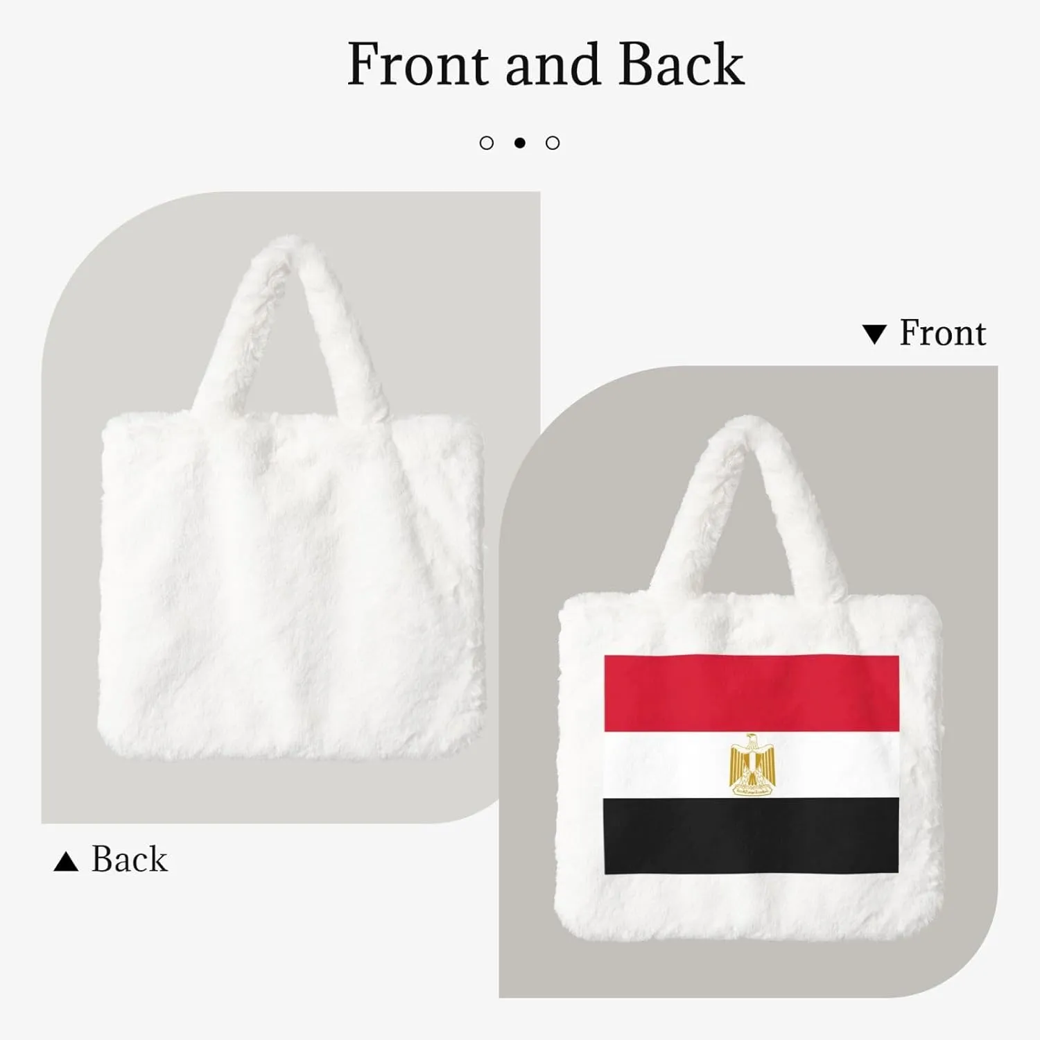 Egyptian Flag Printing Fluffy Shoulder Bag Ladies Plush Underarm Bag Tote Bag Furry Purse Handbag For Work Travel