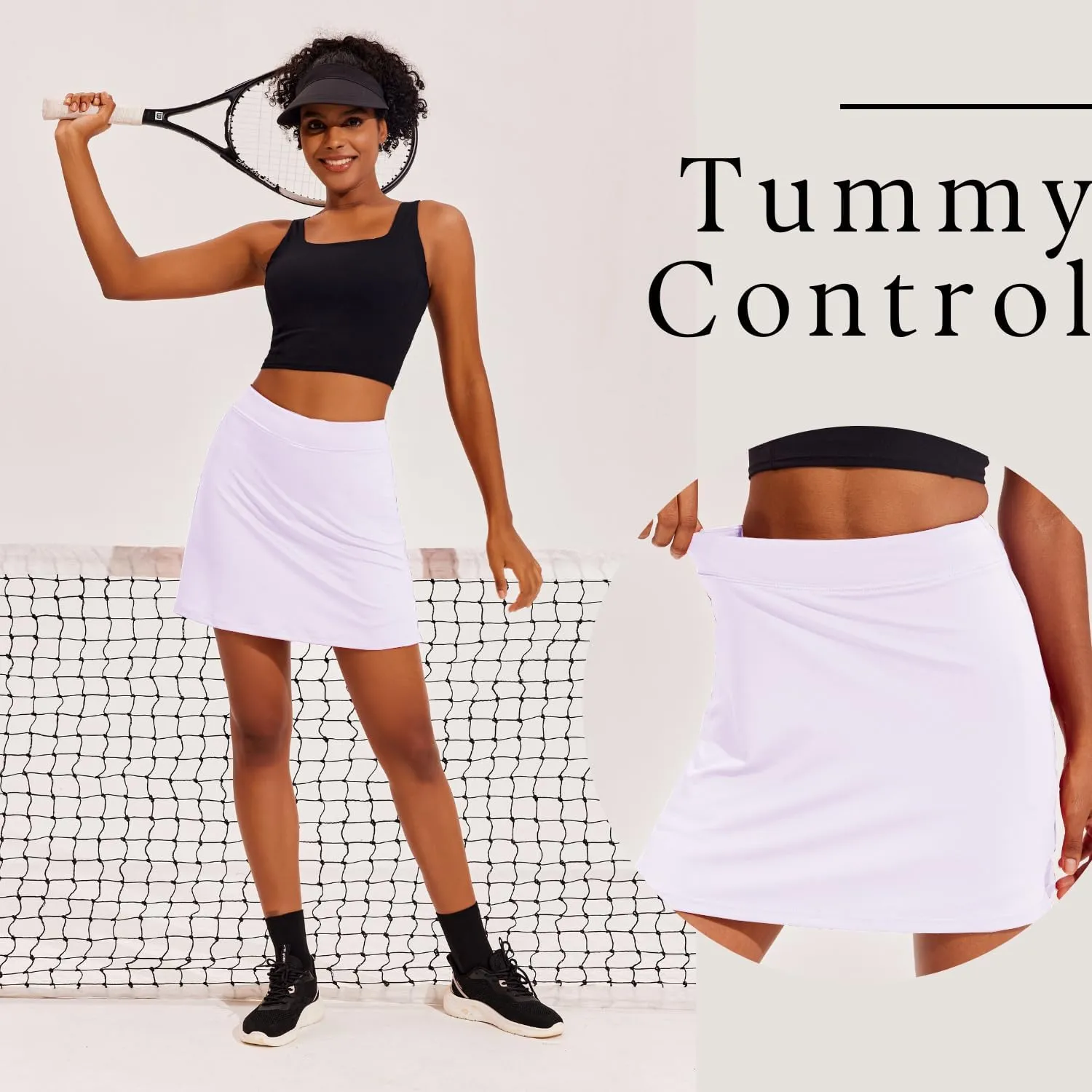 Ekouaer Golf Skirts for Woman with Pockets Silicone Grippers Tennis Skirt Inner Shorts Athletic Pickleball Running Skort