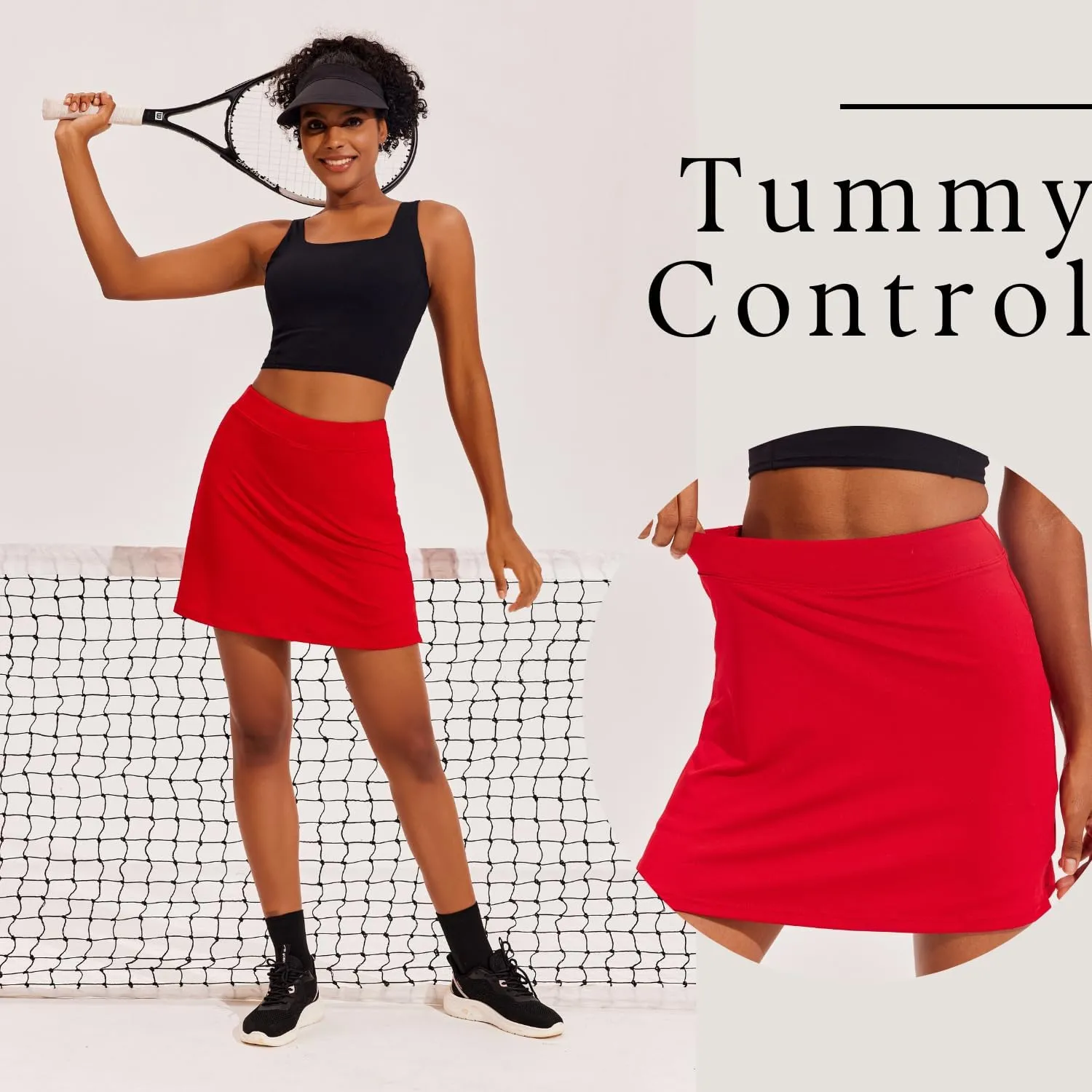 Ekouaer Golf Skirts for Woman with Pockets Silicone Grippers Tennis Skirt Inner Shorts Athletic Pickleball Running Skort