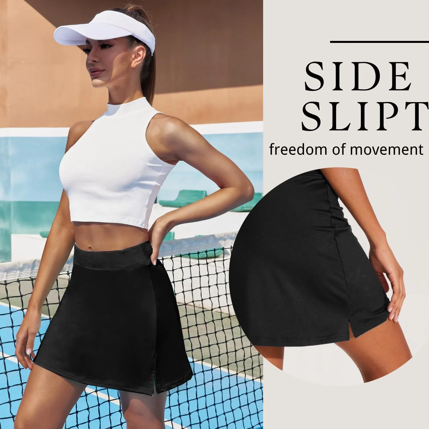 Ekouaer Golf Skorts for Woman Active Performance Skort Lightweight Tennis Skirt with Shorts Pockets Running Workout Sports