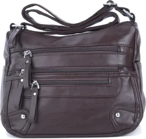 ELDA 10 Pockets Crossbody Purses for Women Medium Pocketbooks Lightweight Ladies Satchel Bag Multi Pocket Shoulder Handbag
