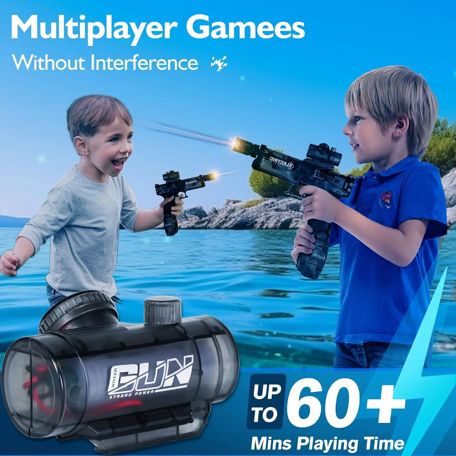 Electric Water Gun for Kids Ages 8-12-Automatic Water Gun-Automatic High Power,Beach Toys for Summer Outdoor Fun,Perfect Pool and Water Guns Play (Black*2)