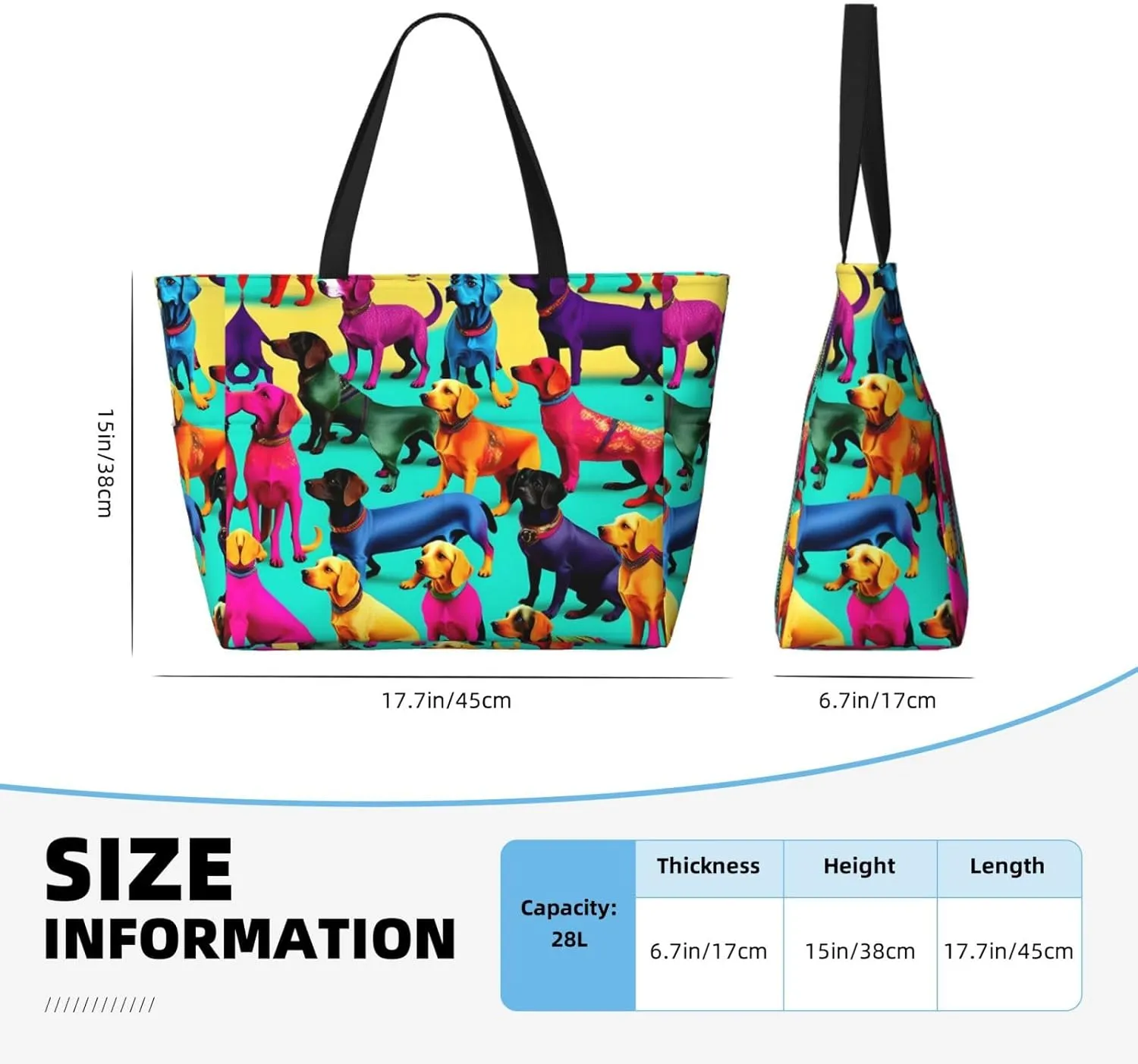 Elephant Family Large Capacity Beach Travel Bag - Waterproof Zipper Vacation Tote for Sandproof Storage, and Camping
