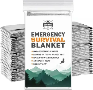 Emergency Blankets for Survival, 8 Pack, Mylar Foil Blankets, Thermal Space Blanket, Car Supplies, Camping Accessories, Hiking, Outdoor Gear and Equipment, Bug Out Bag.