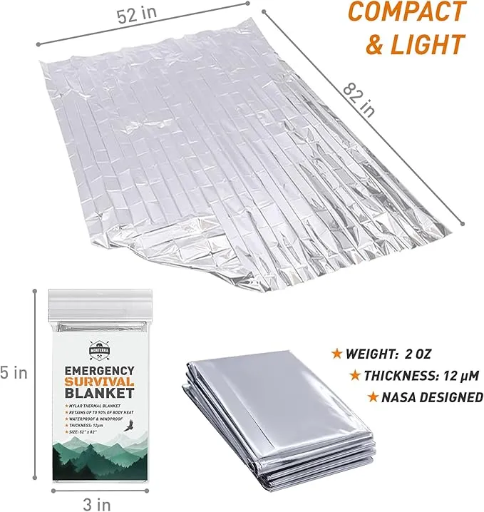 Emergency Blankets for Survival, 8 Pack, Mylar Foil Blankets, Thermal Space Blanket, Car Supplies, Camping Accessories, Hiking, Outdoor Gear and Equipment, Bug Out Bag.
