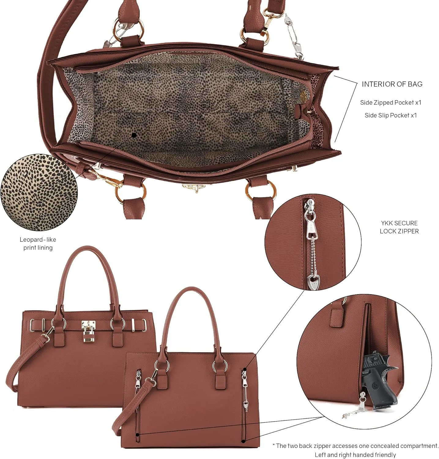 Emperiaoutfitters Concealed Carry Purse - Dina Lock Concealed Carry Satchel
