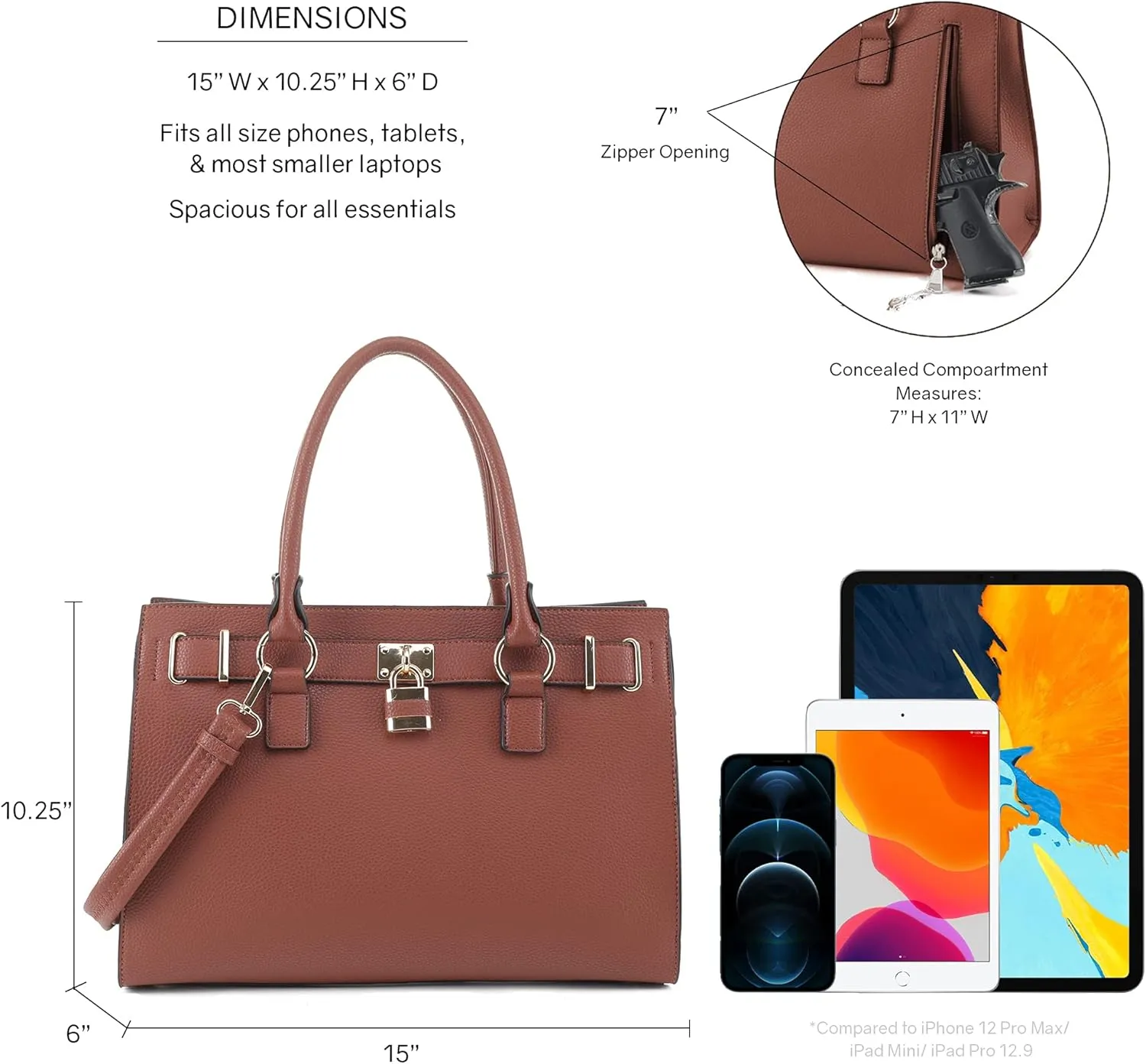 Emperiaoutfitters Concealed Carry Purse - Dina Lock Concealed Carry Satchel