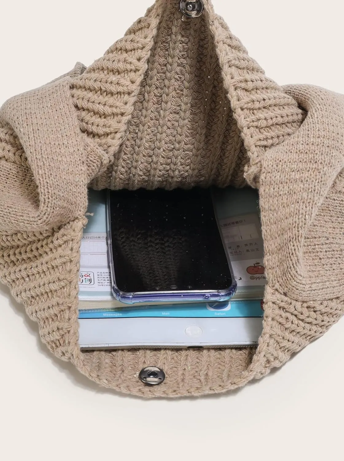ENBEI Women's Crochet Tote Bag Knit Shoulder bag,Aesthetic Bag,Cute Eco-Friendly Tote for Travel,Daily Use,Gift Box Packaging