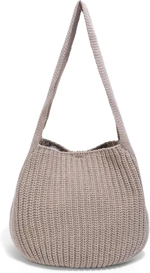 ENBEI Women's Crochet Tote Bag Knit Shoulder bag,Aesthetic Bag,Cute Eco-Friendly Tote for Travel,Daily Use,Gift Box Packaging