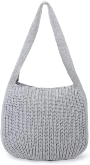 ENBEI Women's Crochet Tote Bag Knit Shoulder bag,Aesthetic Bag,Cute Eco-Friendly Tote for Travel,Daily Use,Gift Box Packaging