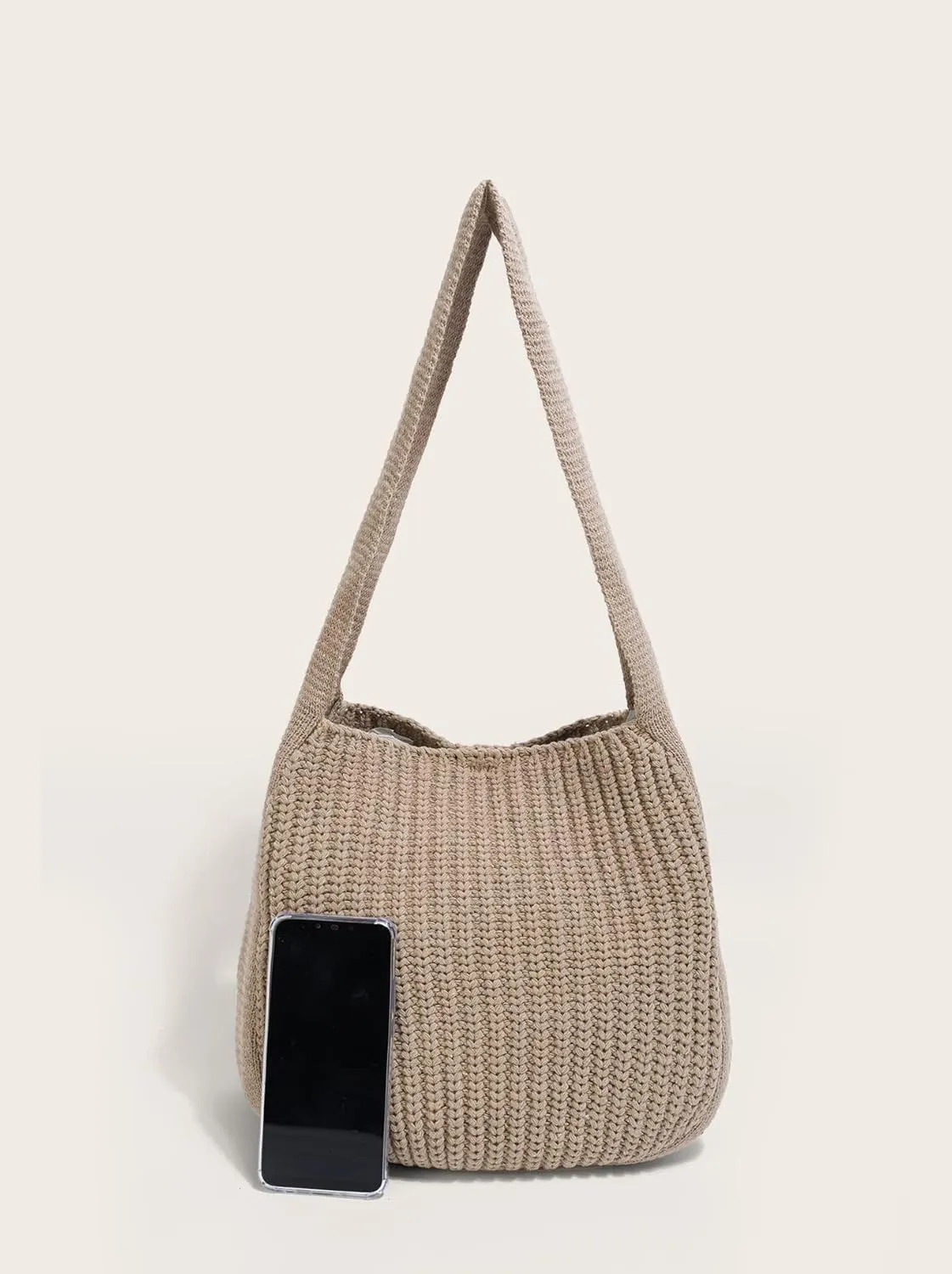 ENBEI Women's Crochet Tote Bag Knit Shoulder bag,Aesthetic Bag,Cute Eco-Friendly Tote for Travel,Daily Use,Gift Box Packaging