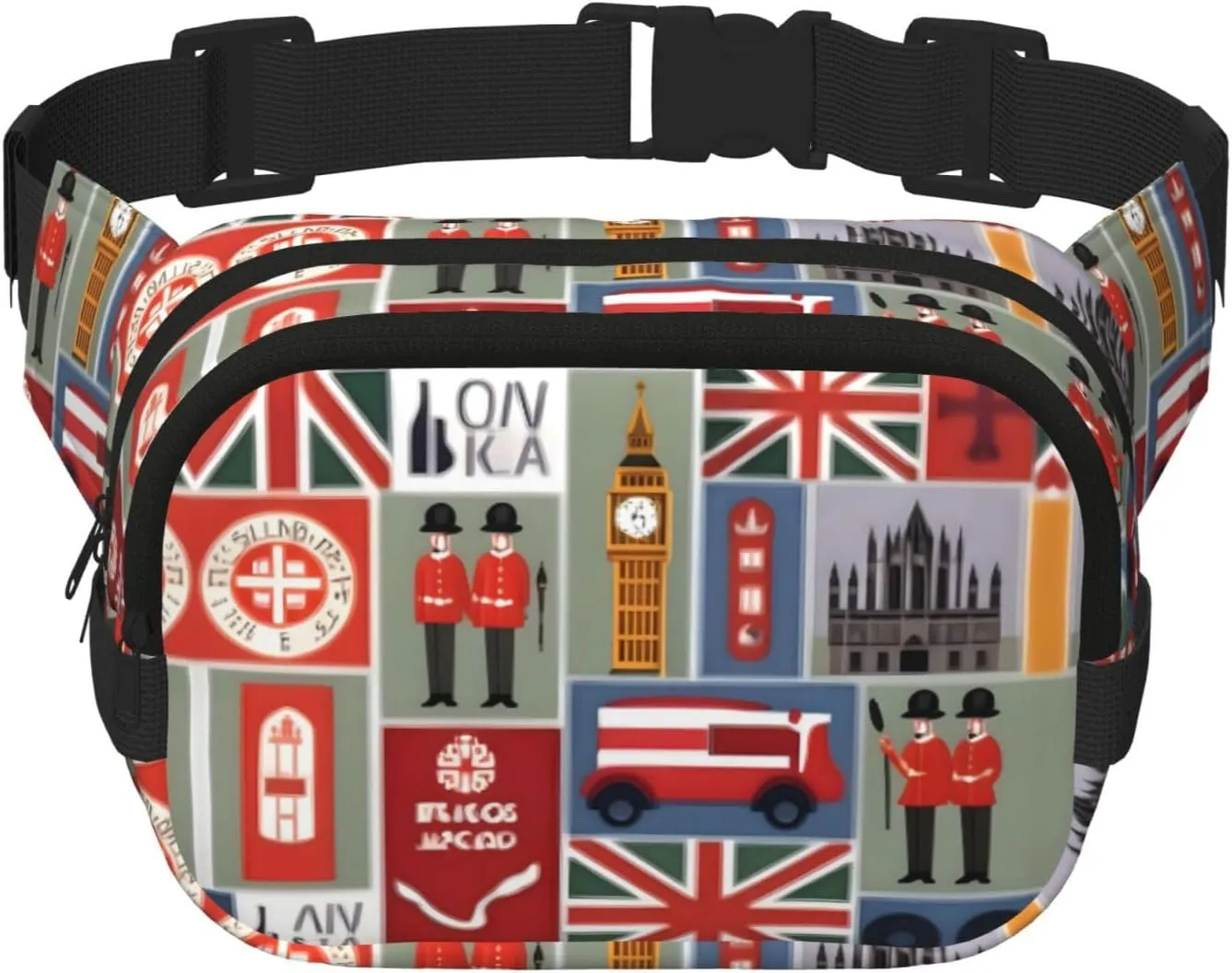 England Symbols print Womens Fanny Pack Everyday Hip Pouch Waist Bag for Travel Outdoor Running Hunting for Adult