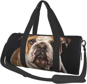 English-Bulldog Travel Duffle Bag Carry On Weekender Overnight Bag Sport Gym Bag for Women Men Foldable Travel Duffle Round Duffle Bag for Travel Sports Gym