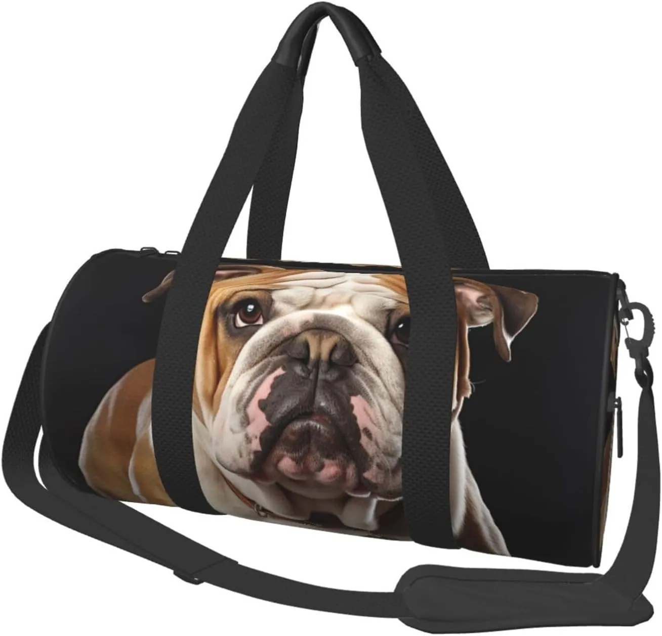 English-Bulldog Travel Duffle Bag Carry On Weekender Overnight Bag Sport Gym Bag for Women Men Foldable Travel Duffle Round Duffle Bag for Travel Sports Gym