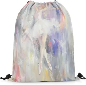 Erosebridal Ballet Drawstring Bags,Ballet Lover Drawstring Backpack 13x15.7 for Sport Gym Swim Yoga Camping Traveling Trip,Abstract Oil Painting Draw String Back Bag,Ballet Shoes String Backpack