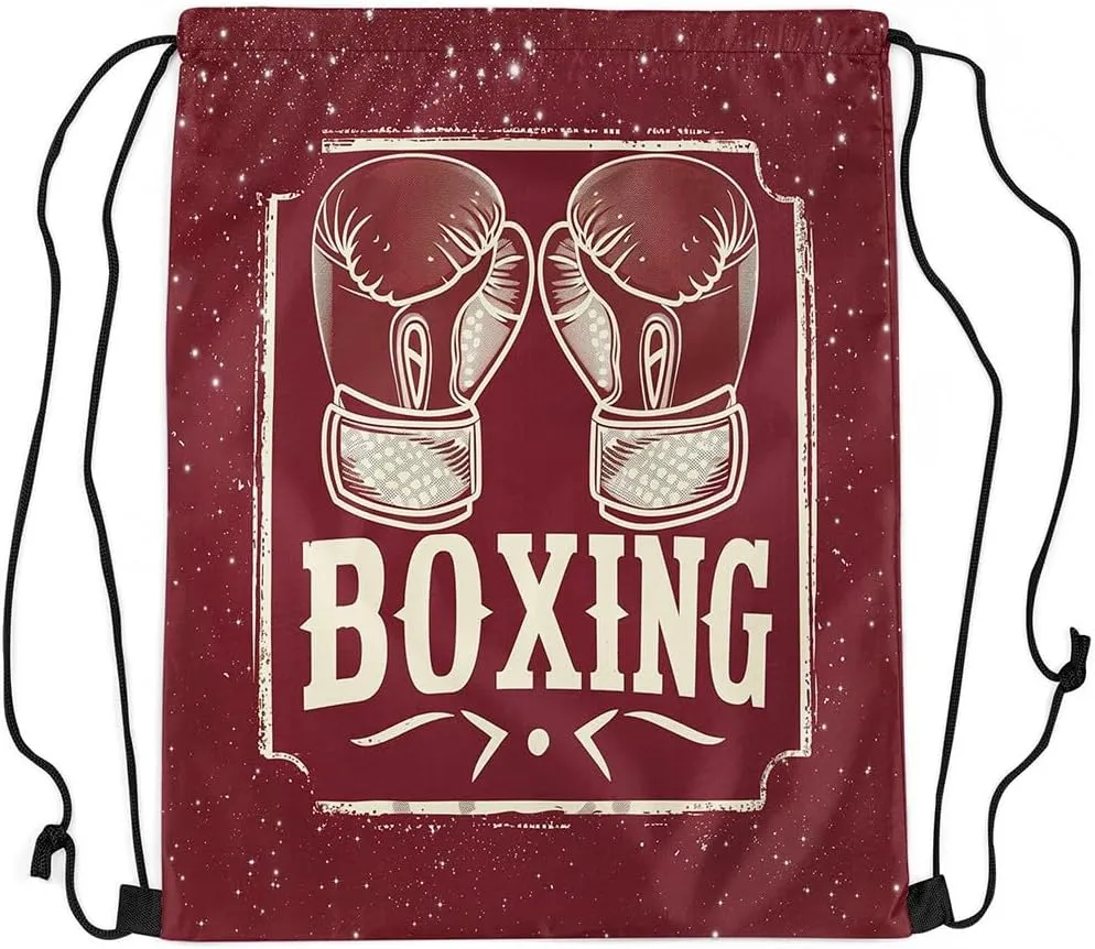 Erosebridal Boxing String Backpack Boxing Gloves Foldable Drawstring Backpack Starry Sky Drawstring Bags Fight Sports Theme Draw String Back Bag,13X15.7