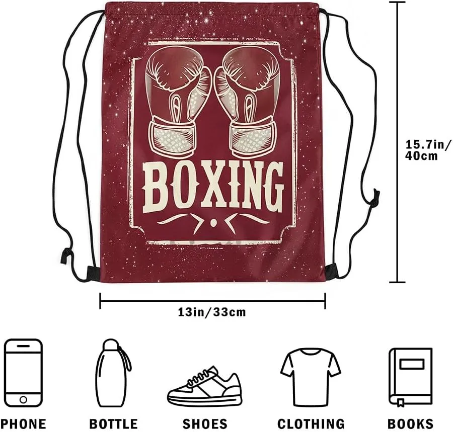 Erosebridal Boxing String Backpack Boxing Gloves Foldable Drawstring Backpack Starry Sky Drawstring Bags Fight Sports Theme Draw String Back Bag,13X15.7