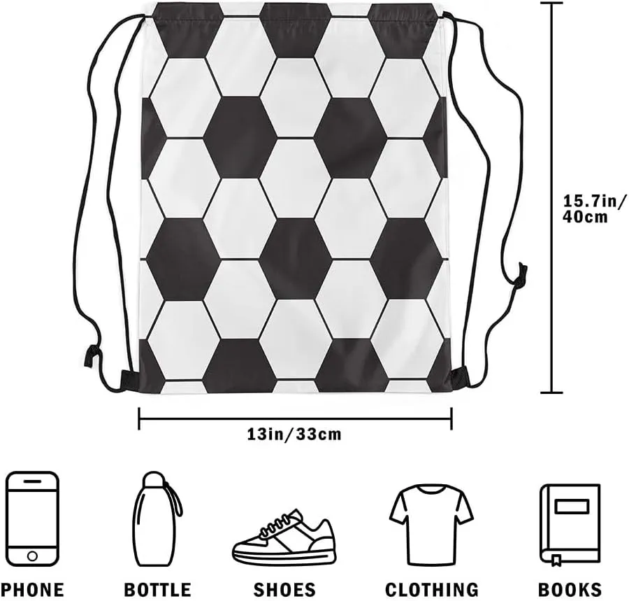 Erosebridal Soccer Drawstring Backpack 13x15.7 for Sport Gym Swim Yoga Camping Trip,Football Game Drawstring Bags,Athletic Sports Ball Game Draw String Back Bag,Football Lover String Backpack