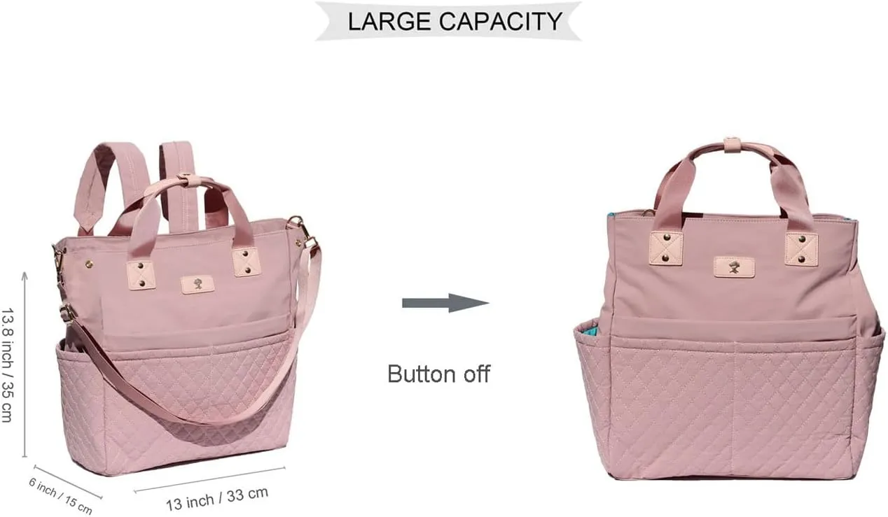 ESVAN Diaper Tote Bag Totepack Backpack Crossbody Bag 3 in 1 for Women Laptop Backpack Multifunctional with Insulated Pockets