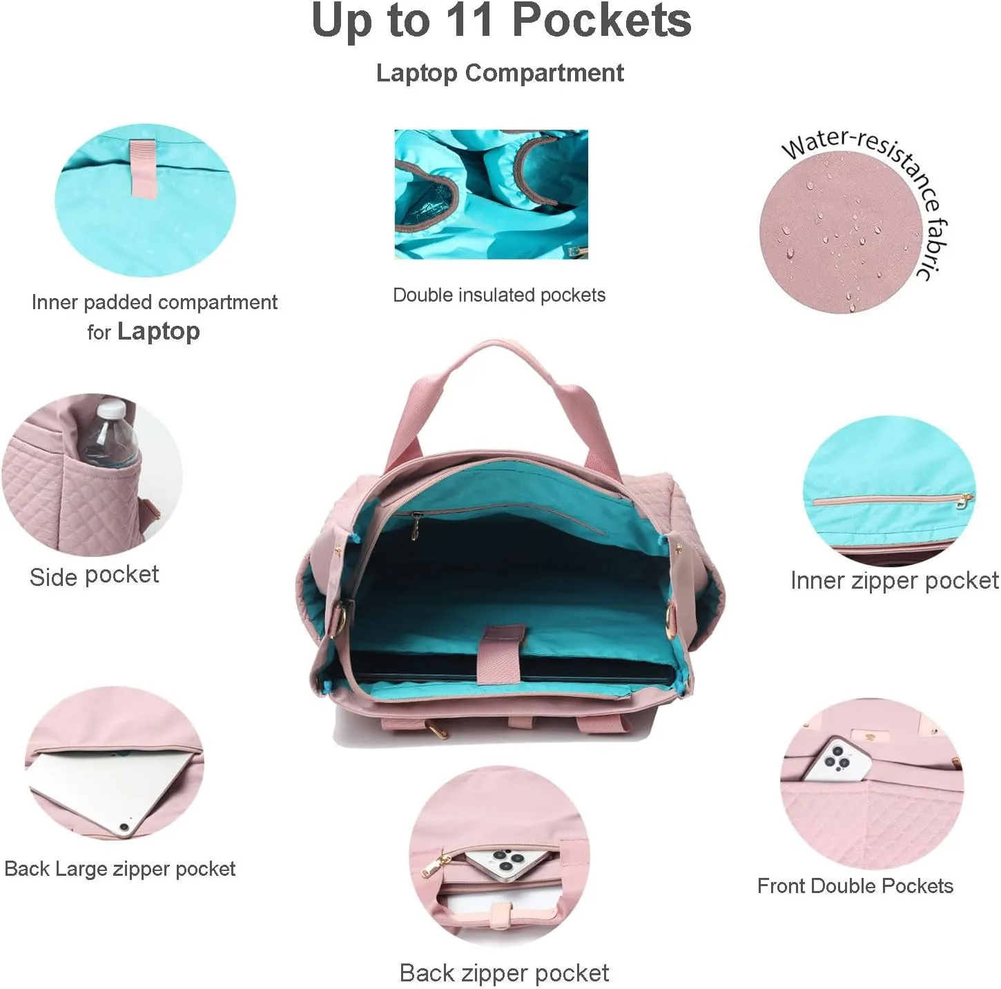 ESVAN Diaper Tote Bag Totepack Backpack Crossbody Bag 3 in 1 for Women Laptop Backpack Multifunctional with Insulated Pockets
