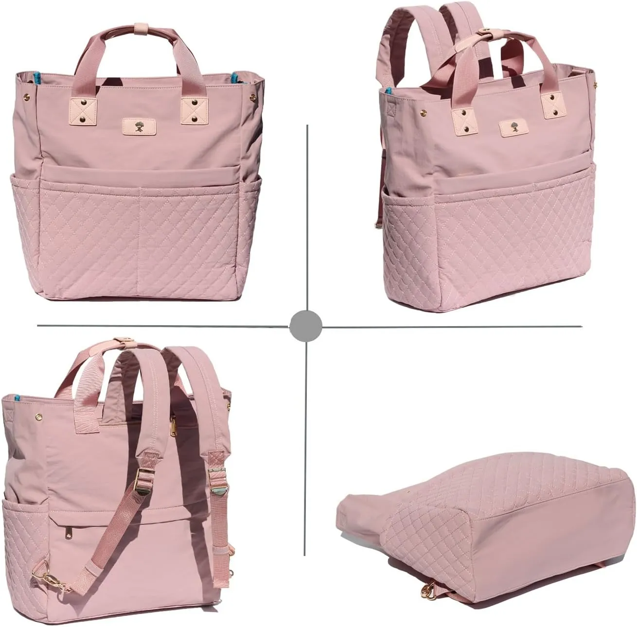 ESVAN Diaper Tote Bag Totepack Backpack Crossbody Bag 3 in 1 for Women Laptop Backpack Multifunctional with Insulated Pockets