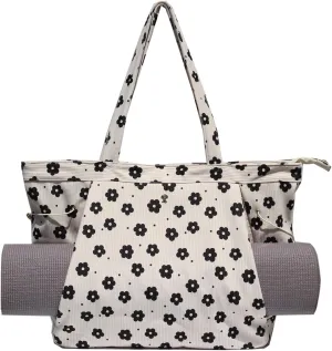 ESVAN Yoga Tote Bag for Women Shoulder Bags Drawstring for Office Workout Travel Carryall Pilates Gym and Beach
