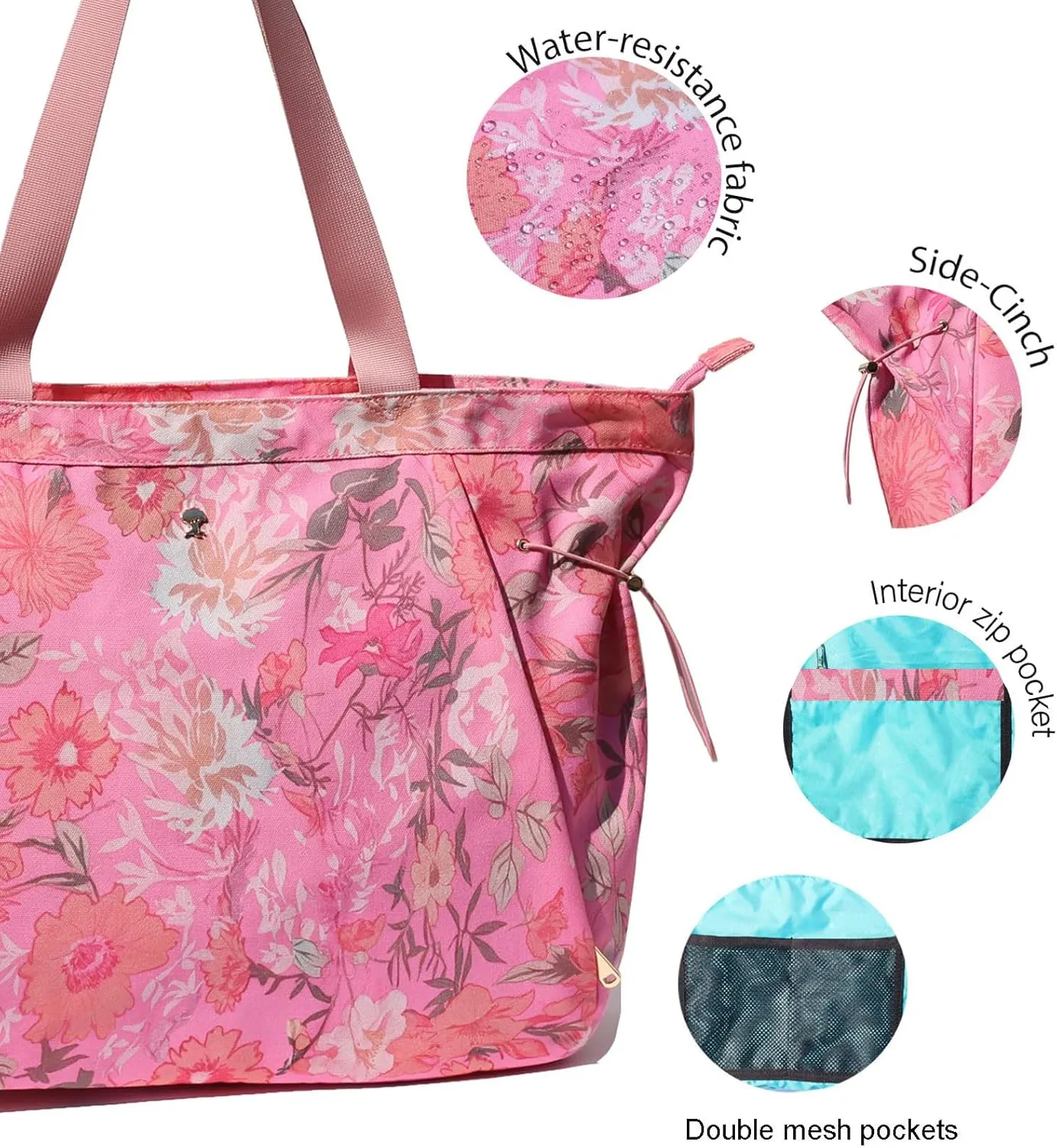 ESVAN Yoga Tote Bag for Women Shoulder Bags Drawstring for Office Workout Travel Carryall Pilates Gym and Beach
