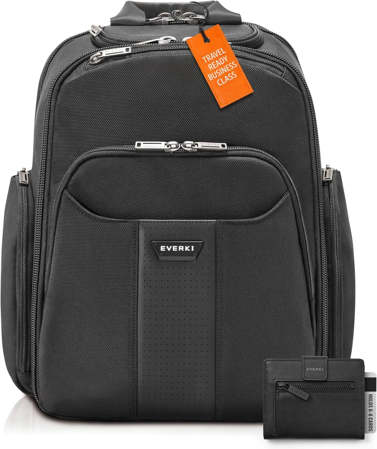 Everki Versa 2 Premium Business Laptop Backpack & Slim Minimalist Wallet for Men – Travel-Friendly, 14.1"-15" Compartment, 21.5L Capacity, Card Slots, Coin Pocket, Bill Compartment, Black