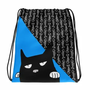 Evil Cat 'Fishbone Blue' Drawstring bag