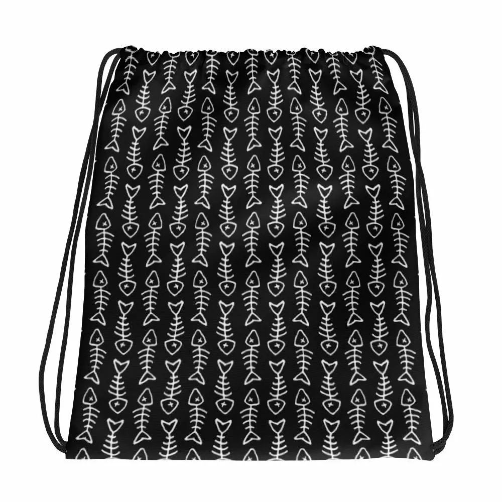 Evil Cat 'Fishbone Blue' Drawstring bag