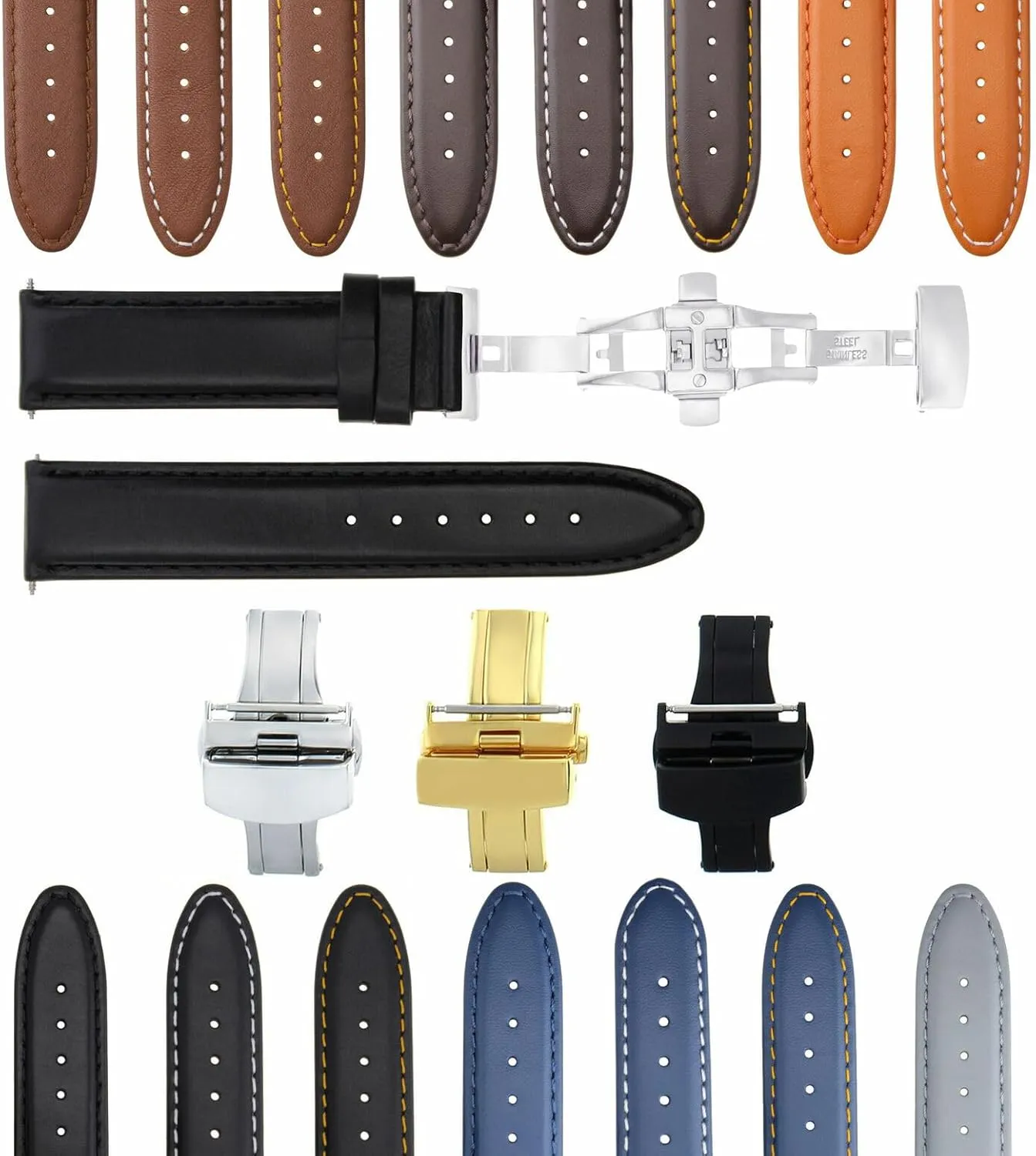 Ewatchparts 18-19-20-22-24mm Leather Watch Band Strap Smooth Compatible with IWC Pilot Portuguese
