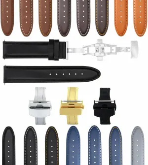 Ewatchparts 18-19-20-22-24mm Leather Watch Band Strap Smooth Compatible with IWC Pilot Portuguese