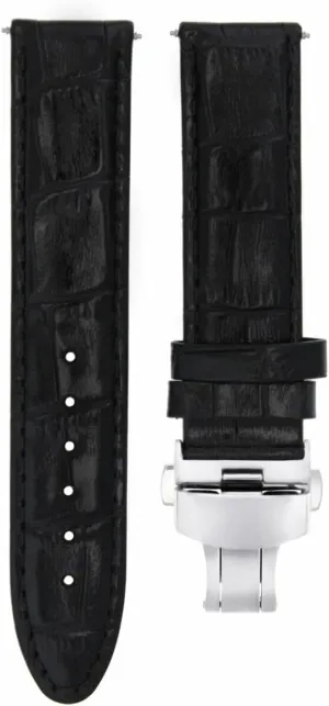 Ewatchparts 22mm Leather Watch Band Strap Clasp Compatible With Omega Seamaster Planet Ocean Watch Black