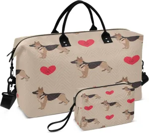 Exnundod Dog German Shepherd Travel Duffel Bags for Women Weekender Carry On Tote Overnight Luggage Duffle Bags