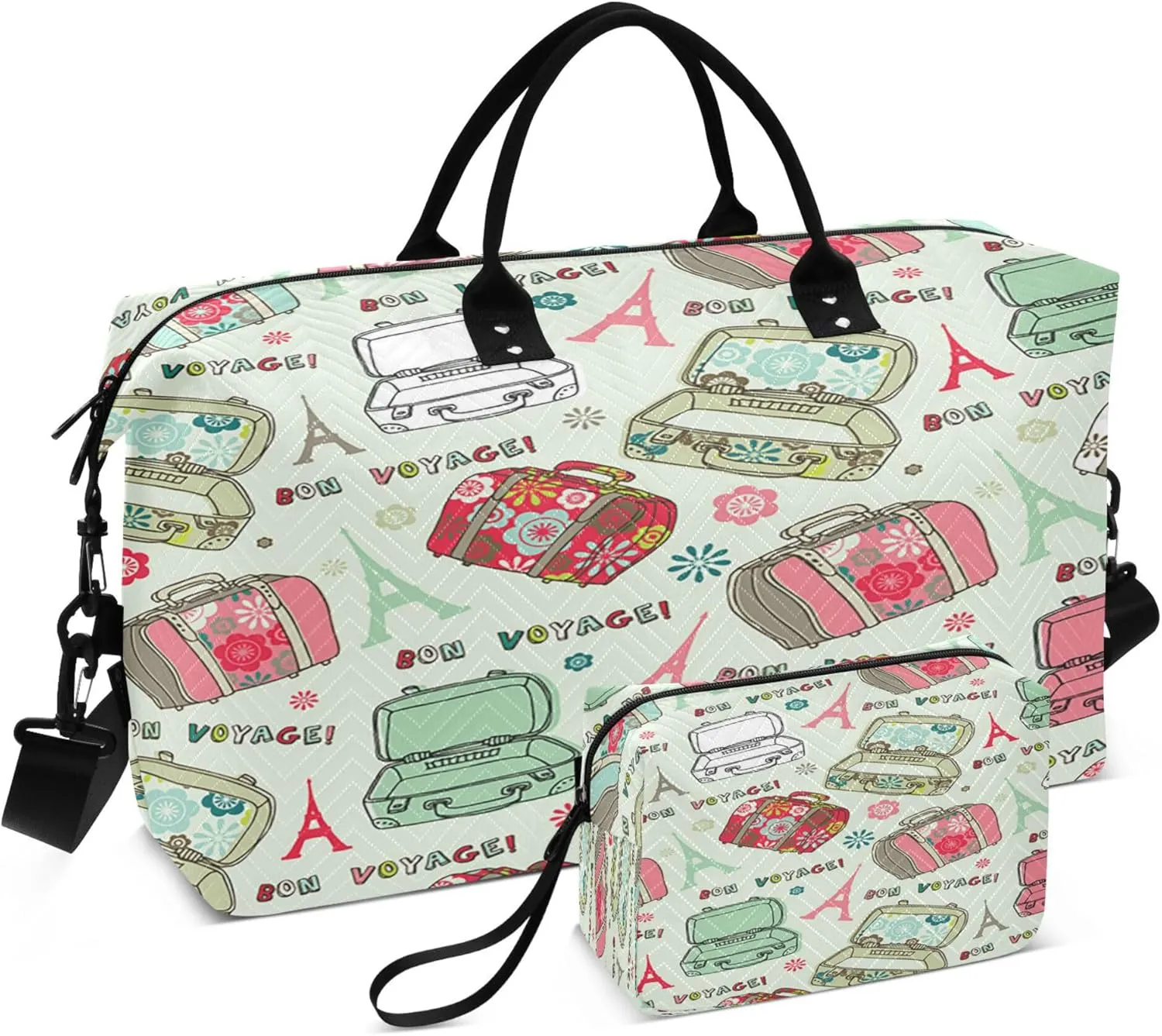 Exnundod Women Weekender Bags Travel Suitcases Travel Duffel Bags Carry On Overnight Bag Bon Voyage Large Hospital Tote Luggage
