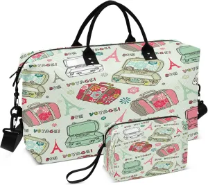 Exnundod Women Weekender Bags Travel Suitcases Travel Duffel Bags Carry On Overnight Bag Bon Voyage Large Hospital Tote Luggage