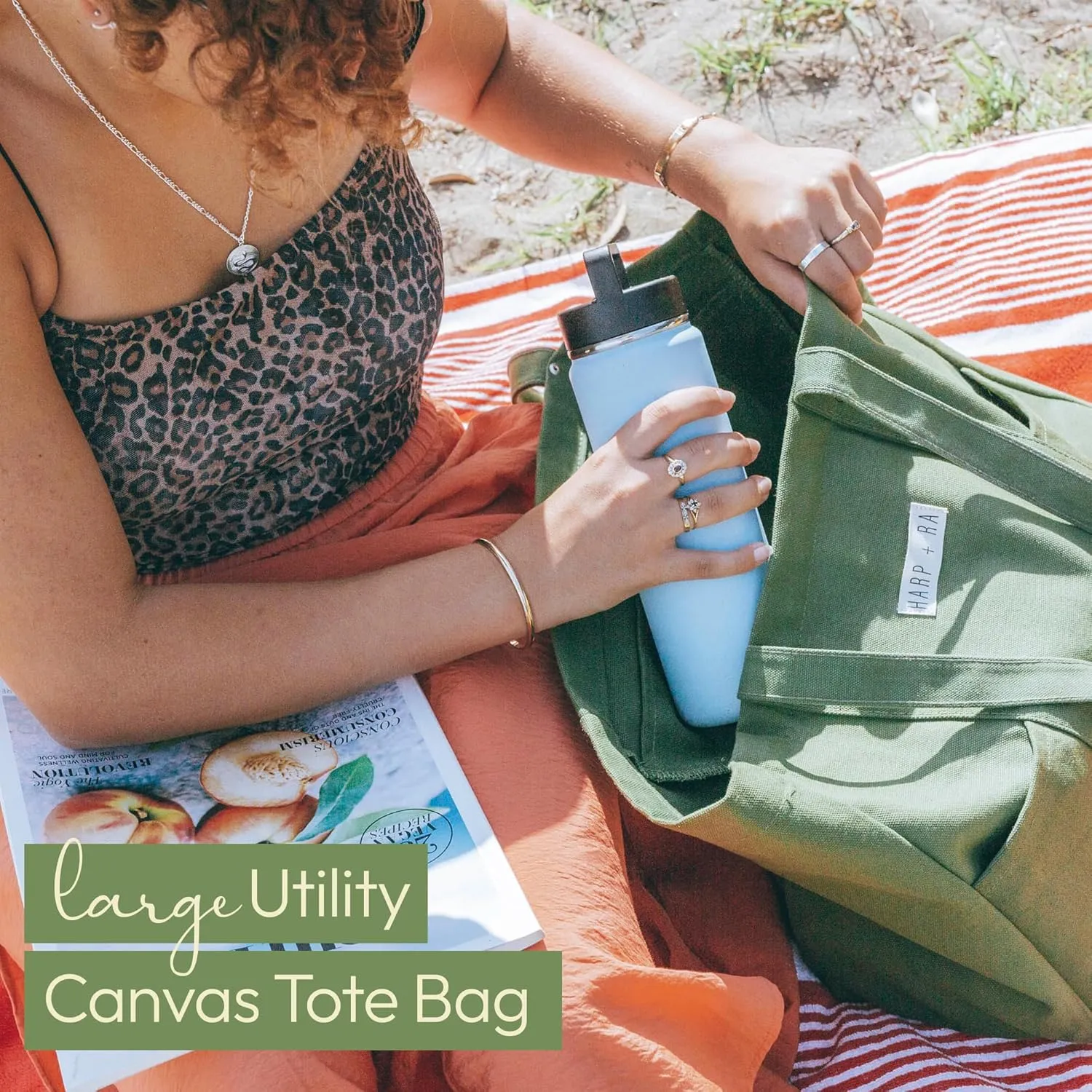 Extra Large Canvas Tote Bag - Utility with 2 Front Pockets and Laptop Sleeve, heavy duty everyday tote