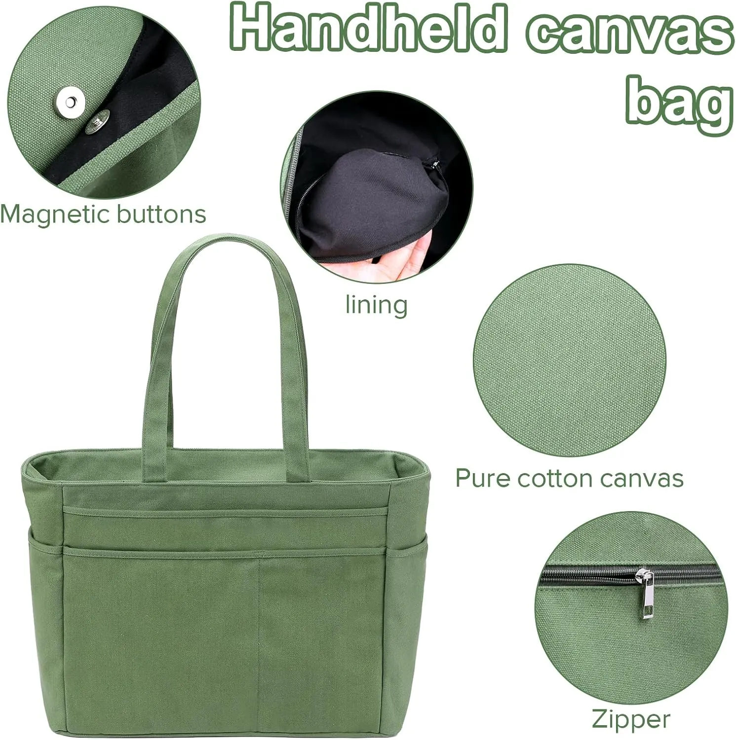 Extra large canvas tote bag with pockets for men or women, Heavy duty xl size perfect for travel, everyday