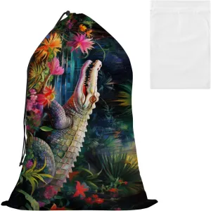 Extra Large Travel Laundry Bag And Mesh Laundry Bag, Rip-Stop Dirty Clothes Bag with Drawstring, Duty Travel Laundry Bag, Large Laundry Hamper Liner (24" x 36") Crocodile (40)