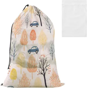 Extra Large Travel Laundry Bag And Mesh Laundry Bag, Rip-Stop Dirty Clothes Bag with Drawstring, Duty Travel Laundry Bag, Large Laundry Hamper Liner (24" x 36") Tree Car (12)