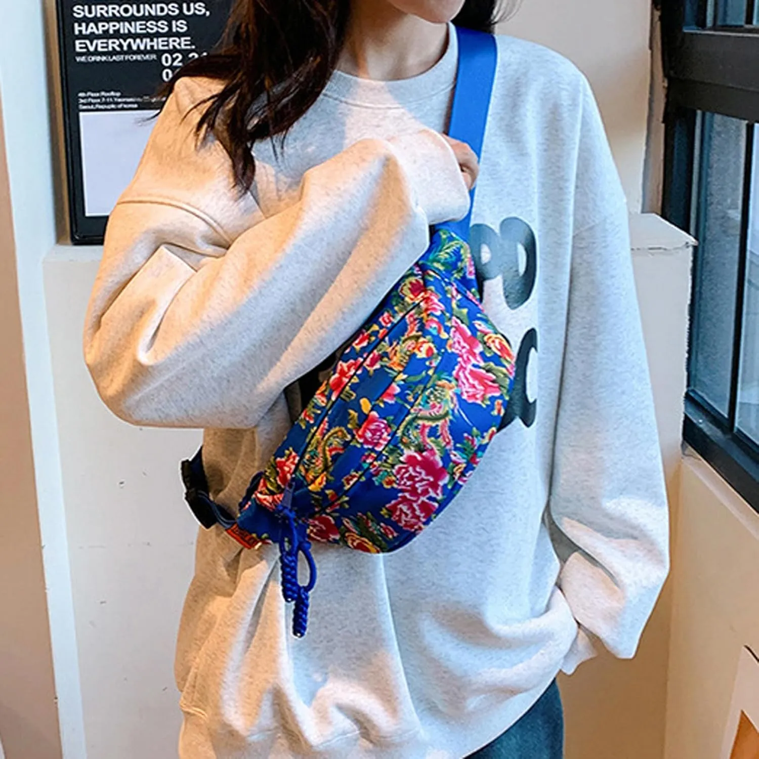 eYLun Women Fanny Pack Crossbody Bag Adjustable Casual Waist Bag FashionChest Bag Waist Pack for Travel Walking Running Hiking Blue