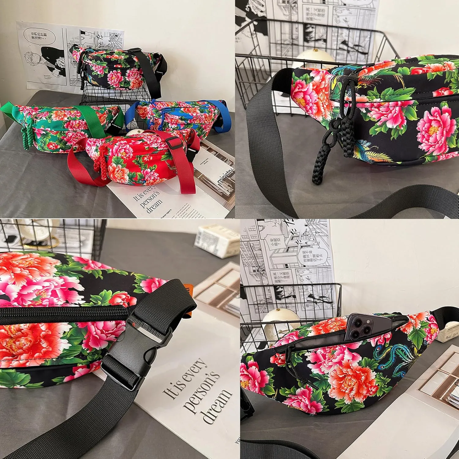 eYLun Women Fanny Pack Crossbody Bag Adjustable Casual Waist Bag FashionChest Bag Waist Pack for Travel Walking Running Hiking Green